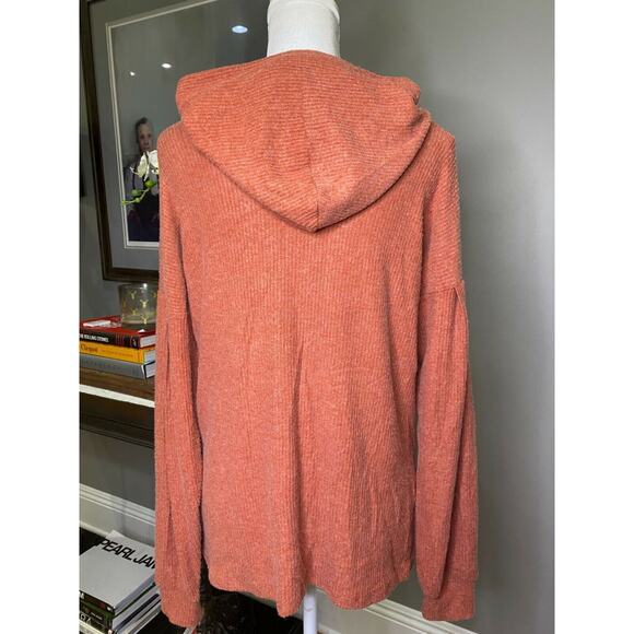 PST by Project Social T Rib Knit Soft Hoodie Top Sz Small Rust NWT Cozy Pullover - Picture 3 of 7